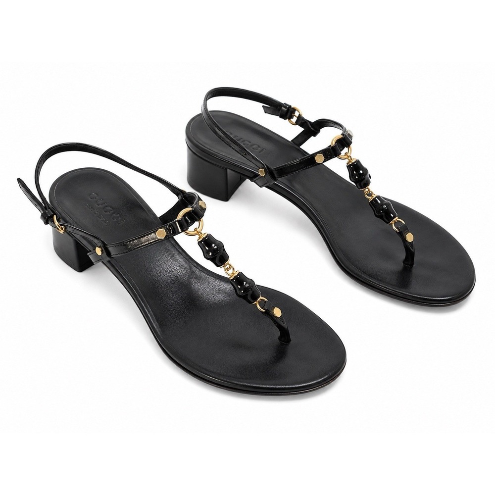 Vintage Gucci Mariner Sandals 8 Black Leather Y2K Chic Quiet Luxury Italy